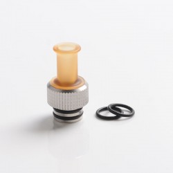 Authentic Auguse CG V2 510 Drip Tip for RBA / RTA / RDA Atomizer - Yellow + Silver β, PEI + SS, 22mm