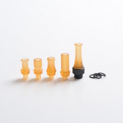 Authentic Auguse CG V2 510 Drip Tip kit for RBA / RTA / RDA Atomizer - Yellow + Matte Black, PEI + SS (5 PCS)