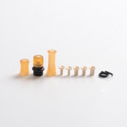 Authentic Auguse CG108P CG Pro 510 Drip Tip w/ 5 x Plugs for RTA / RDA / RDTA Atomizer - Black + Yellow, SS + PEI, 30.5mm