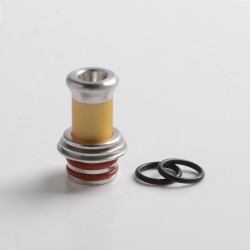 Authentic Auguse Era V2 510 Straight Drip Tip for RBA / RTA / RDA Atomizer - SS + Yellow, Stainless Steel + PEI, 18.5mm