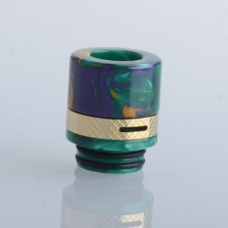 Authentic Reewape RS330 810 Drip Tip w/ Air Regulating Ring for RBA / RTA / RDA - Green + Purple + Yellow, Resin + Steel (1 PC)