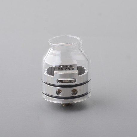 Authentic ThunderHead Creations X Mike Vapes Blaze SOLO RDA Atomizer - Silver + Transparent, SS+ Glass, BF Pin, 24mm