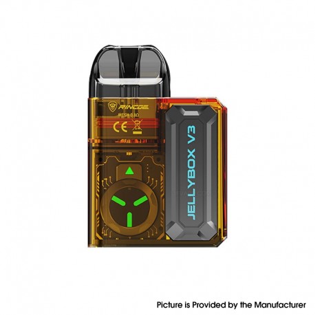 [Ships from Bonded Warehouse] Authentic Rincoe Jellybox V3 Pod System Kit - Amber Clear, 750mAh, 3ml, 0.8ohm