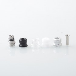 Mission Tips V2 Mini Nuke Style Drip Tip Set for dotMod dotAIO V1 / V2 Pod - Silver + Black + White, SS + Aluminum + PC + POM