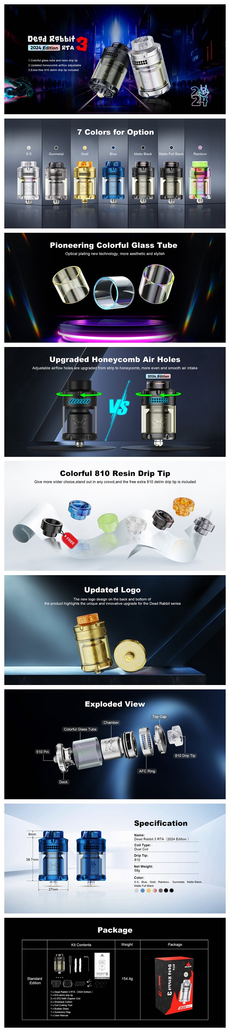 Authentic Hellvape Dead Rabbit 3 RTA Atomizer