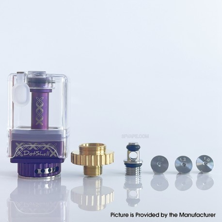 Rekavape Dotshell Limited Edition Style RBA Tank w/ 3 MTL Pin for dotMod dotAIO V1 / V2 AIO Pod - Purple, 1.0mm + 1.2mm + 1.5mm