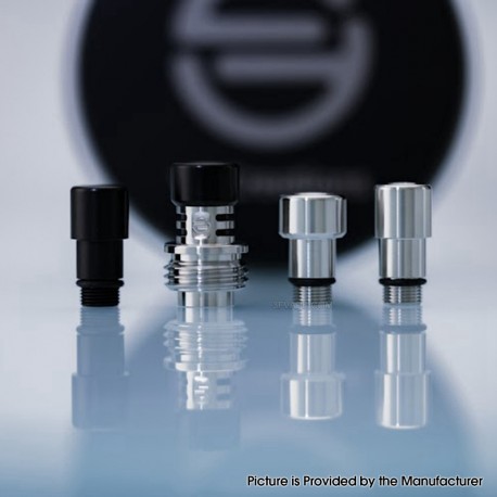 Authentic YG Creations G4 Integrated Boro Drip Tip Set - Silver + Black, 316 Stainless Steel + POM