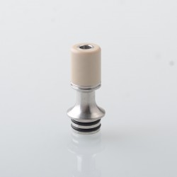 Authentic Auguse V3 510 Drip Tip for RTA / RDA / RDTA Atomizer - Silver + Beige, SS + PEEK