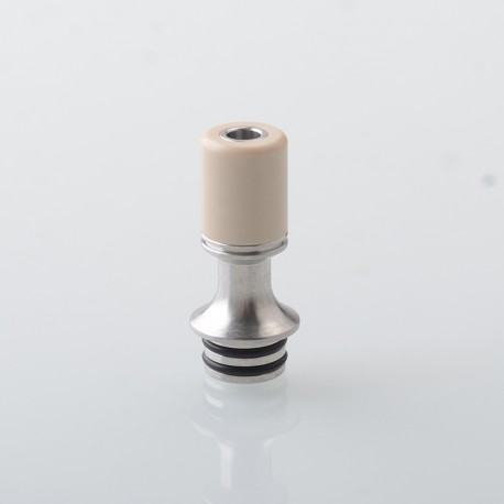 Authentic Auguse V3 510 Drip Tip for RTA / RDA / RDTA Atomizer - Silver + Beige, SS + PEEK