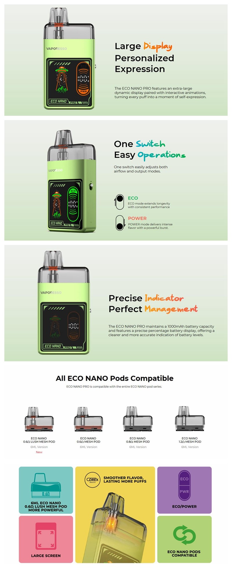 Authentic Vaporesso ECO Nano Pro Pod System Kit