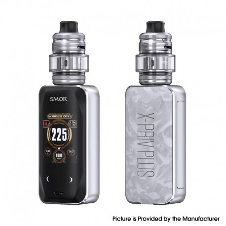 [Ships from Bonded Warehouse] Authentic SMOK X-PRIV Plus 225W Mod Kit TF-D Sub-ohm Tank - White Shell, VW 5~225W, 2 x 18650