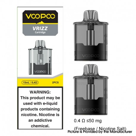 [Ships from Bonded Warehouse] Authentic VOOPOO Vrizz Replacement Pod Cartridge - 15ml, 0.4ohm (2 PCS)