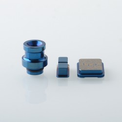 Replacement Drip Tip + Fire Button + VW Button Set for dotMod x Sturdy MFG Co Mod - Blue, Stainless Steel