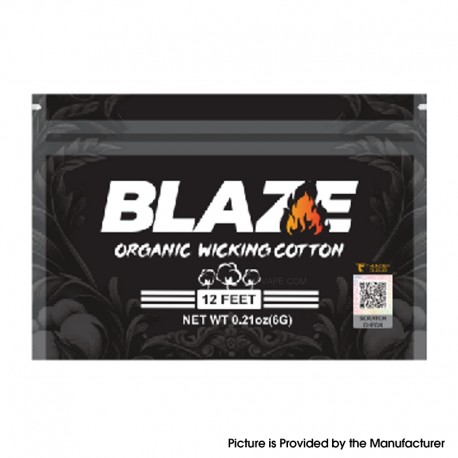 Authentic Thunder Cloud Blaze Organic Wicking Cotton - 12 Feet