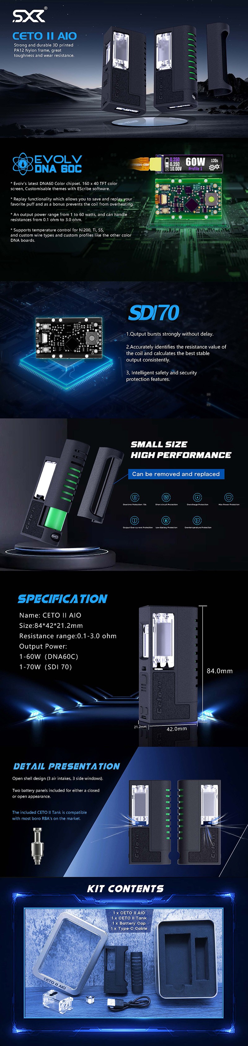 Authentic SXK CETO AIO II AIO Box Mod