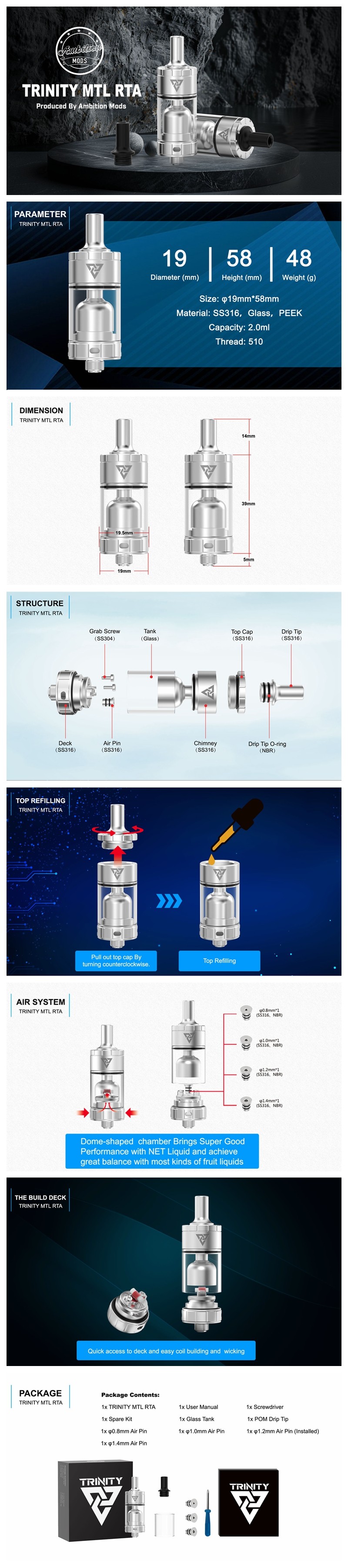 Authentic Ambition Mods TRINITY MTL RTA Atomizer