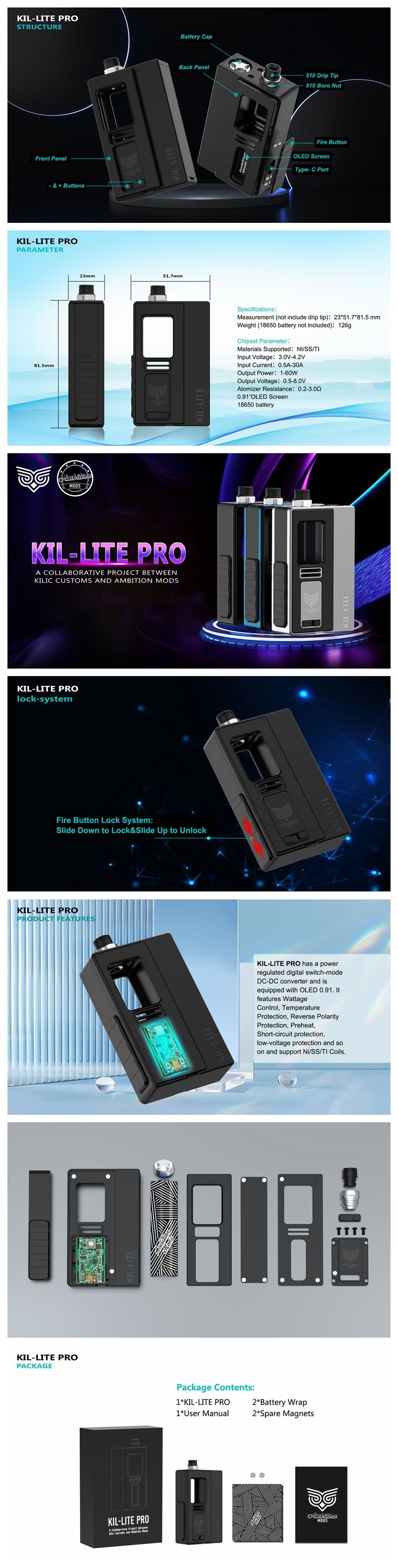 Authentic Ambition Mods Kil-Lite Pro 60W AIO Boro Box Mod