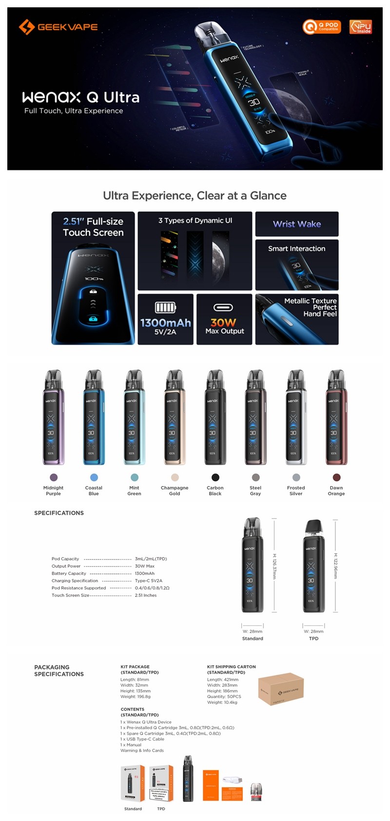 Authentic GeekVape Wenax Q Ultra Pod System Kit