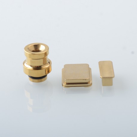 Replacement Drip Tip + Fire Button + VW Button Set for dotMod x Sturdy MFG Co Mod - Gold, Stainless Steel