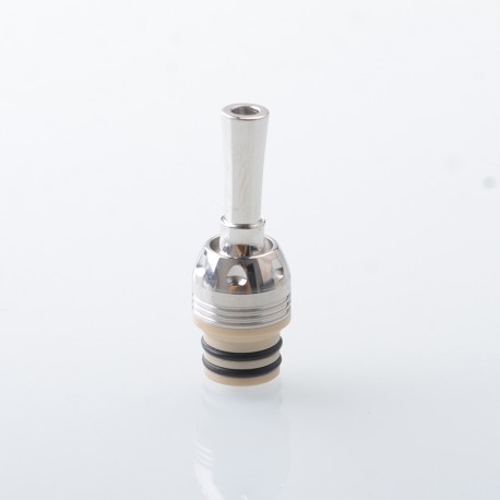 510 Drip Tip for RDA / RTA / RDTA Atomizer - Silver + Beige, 360 Degree Rotatable Mouthpiece, SS + PEEK