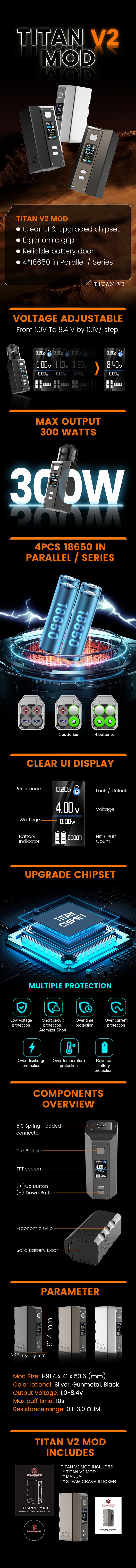 Authentic Steam Crave Titan V2 300W Box Mod