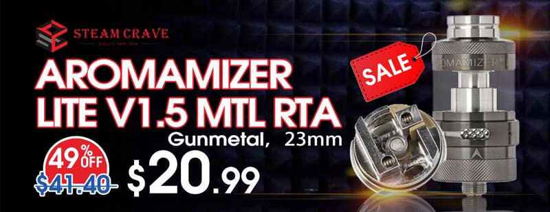 Steam Crave Aromamizer Lite V1.5 MTL RTA Gunmetal Sale